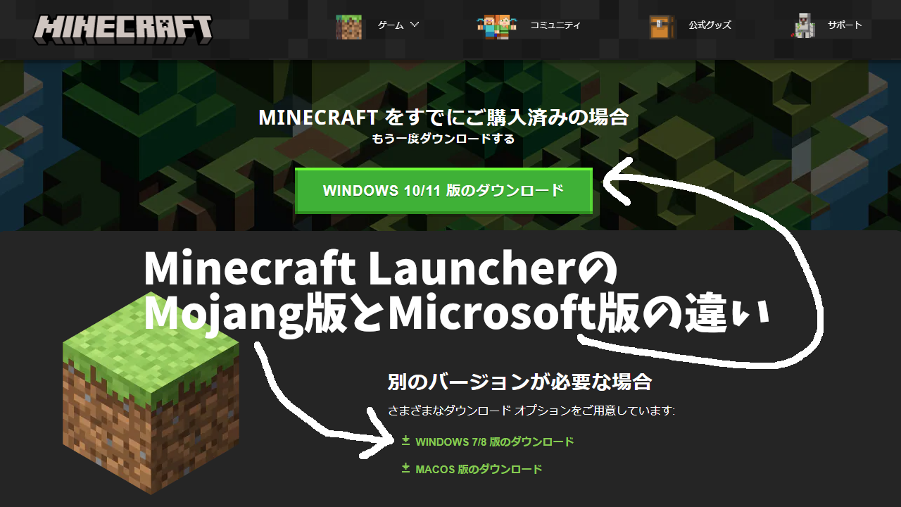 Minecraft Launcherのmojang版とmicrosoft版の違い とんかつのパソコンブログ